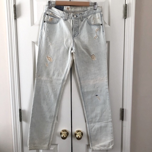 Madewell Distressed Light Antique Wash Jean Slim Full Length Denim Size 27 NWOT - Picture 1 of 12